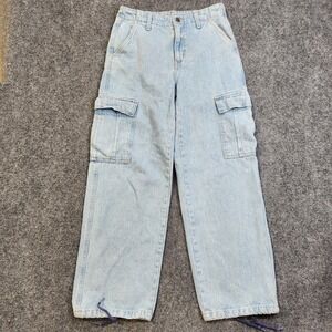 Levis 94 Baggy Cargo Jeans Womens 25 Light Wash High Rise Wide Leg Relaxed Denim
